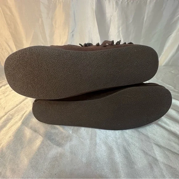 Lamo Virginia Three Tier Chevron Pattern Suede Fringe Moccasin Boots NWOT - Picture 12 of 12